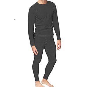 Men's Cotton Thermal Underwear Set Shirt Pants Long Johns Dark Gray Small